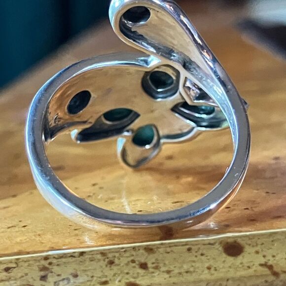 Sierra Nevada Turquoise Sterling Silver Butterfly Sunflower Ring Size 9 - Picture 5 of 9